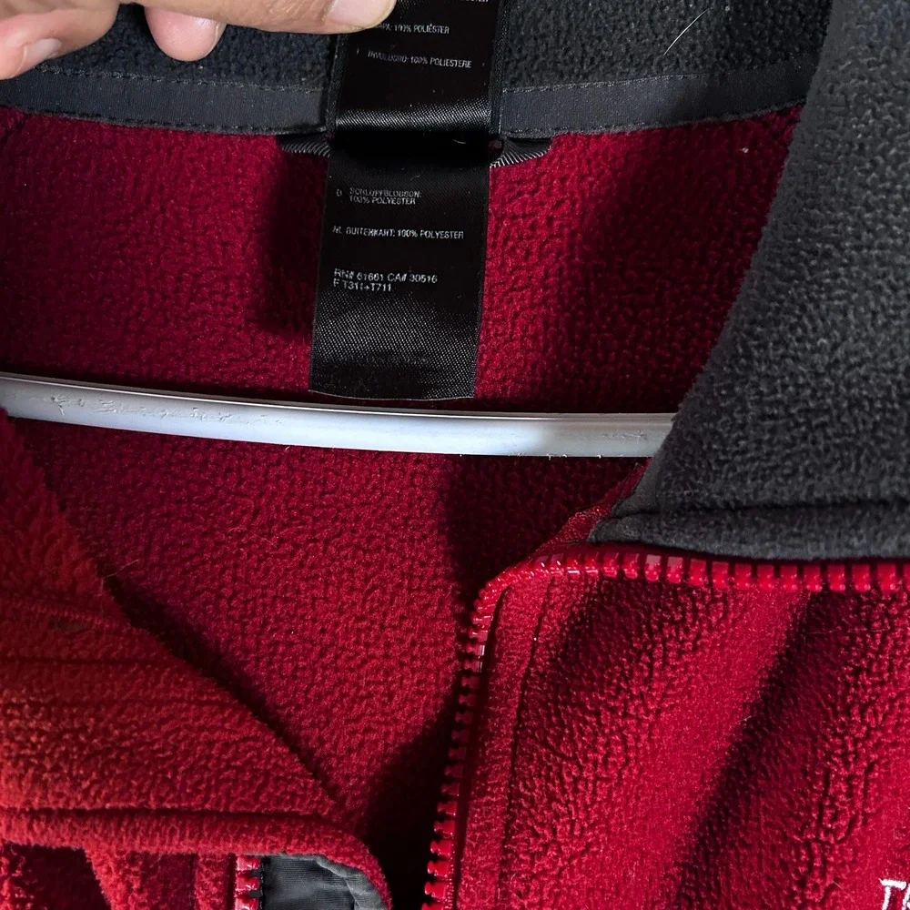 The North Face Fleece Jacket Red Gray Full Zip‎ Men's Size Large Outdoor Wear